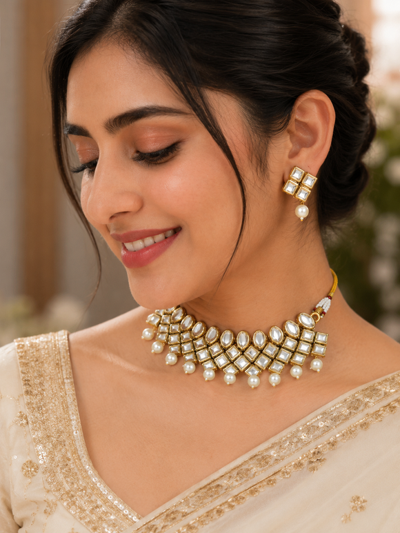 Premium Kundan Choker Set with Pearl Drops