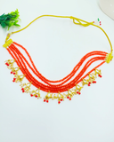 Red Beads Kundan Choker