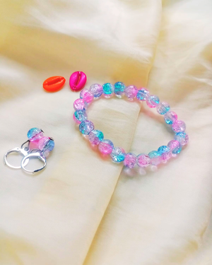 Purple-Blue Bracelet With Earrings