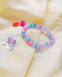 Purple-Blue Bracelet With Earrings