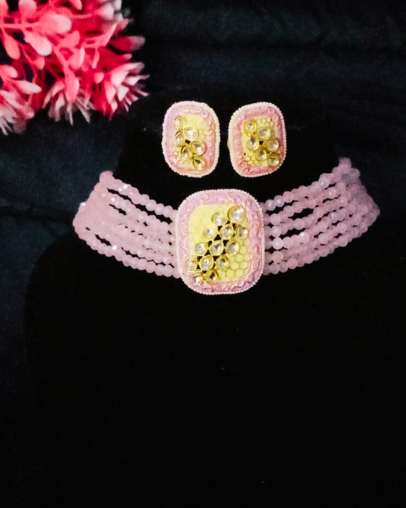 Pink Kundan-Beads Choker