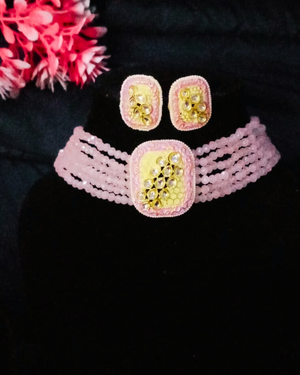 Pink Kundan-Beads Choker