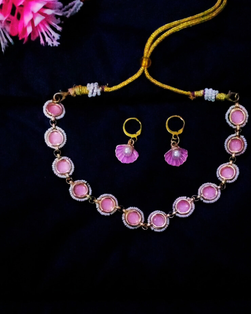 Pink Kundan Neckless
