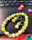 Yellow-Green Bracelet With Earrings