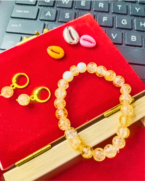 Orange Bracelet with Earrings