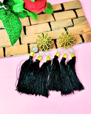 Black Silk Thread  Golden Oxidize Earrings