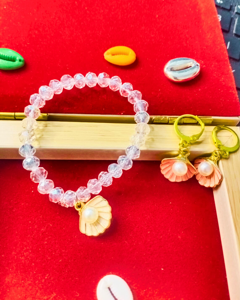 White Crystal Bracelet with Earrings