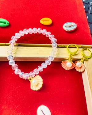 White Crystal Bracelet with Earrings