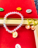 White Crystal Bracelet with Earrings