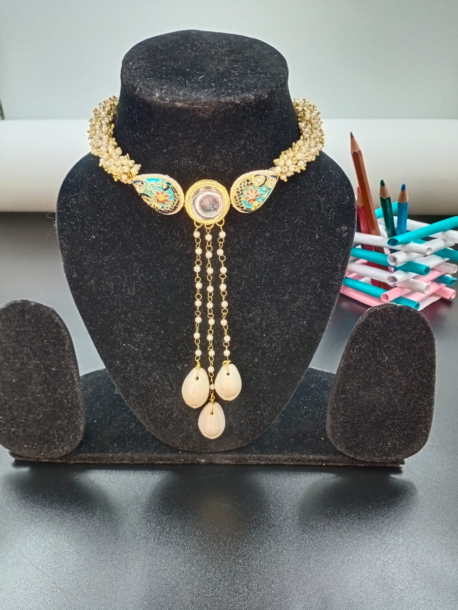 Blue Meenakari Kundan Choker