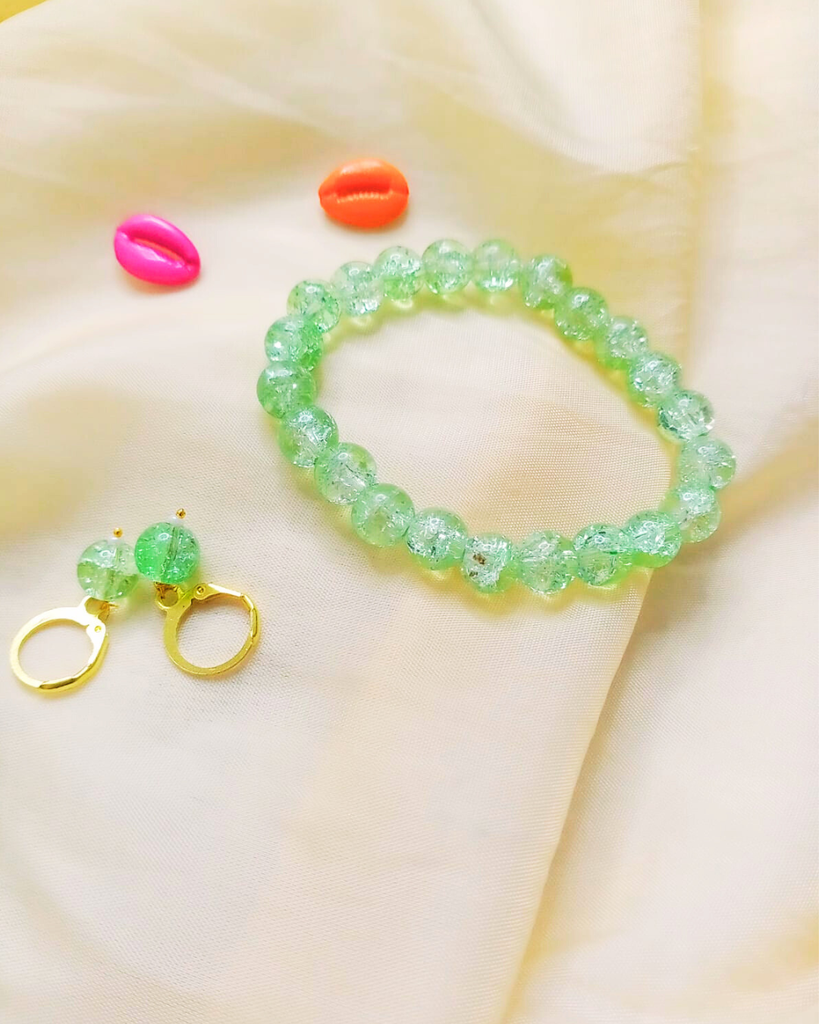 Olive-Green Bracelet with Earrings